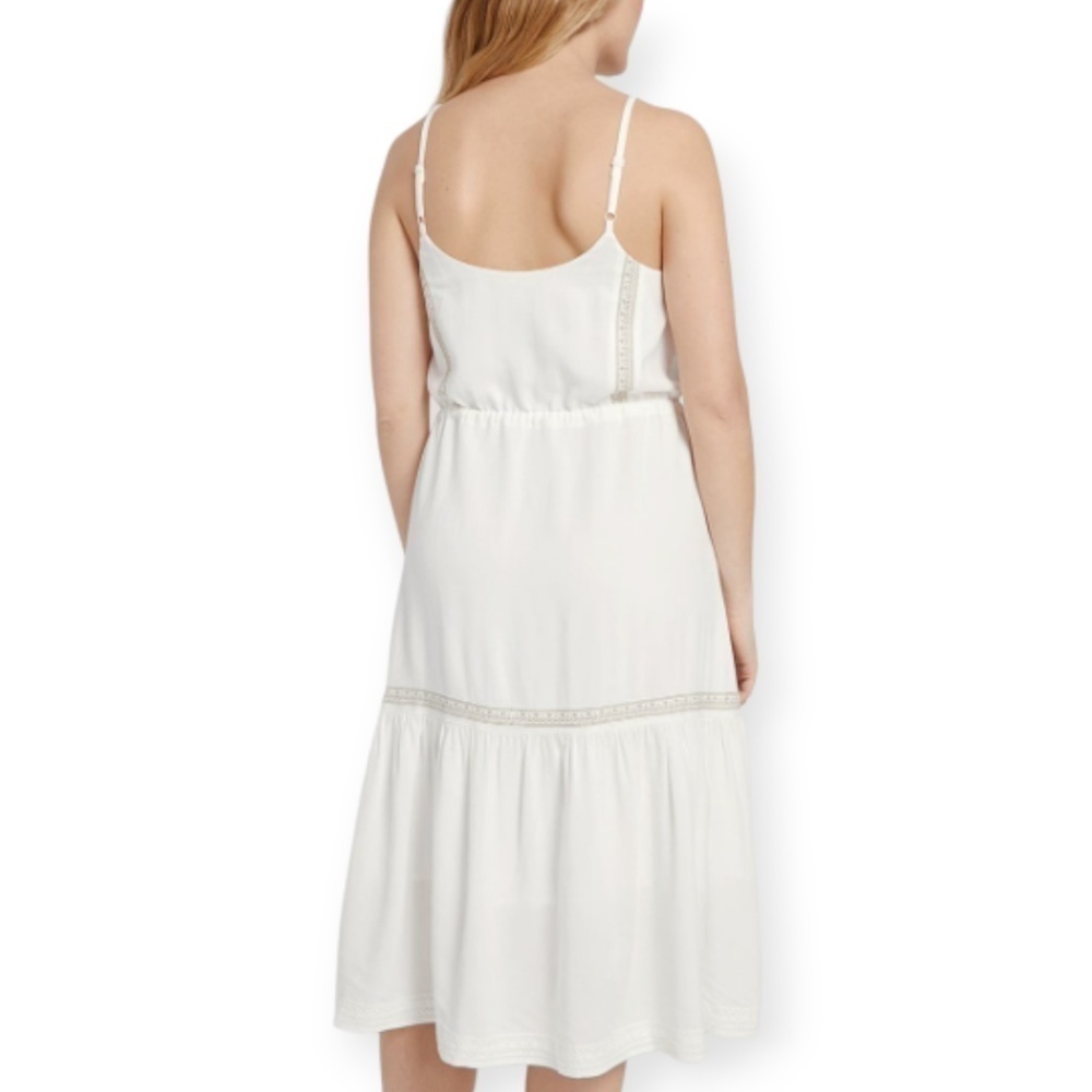 Frank and Oak White Embroidered Cami Midi Linen Blend Dress SZ Small - Picture 3 of 14